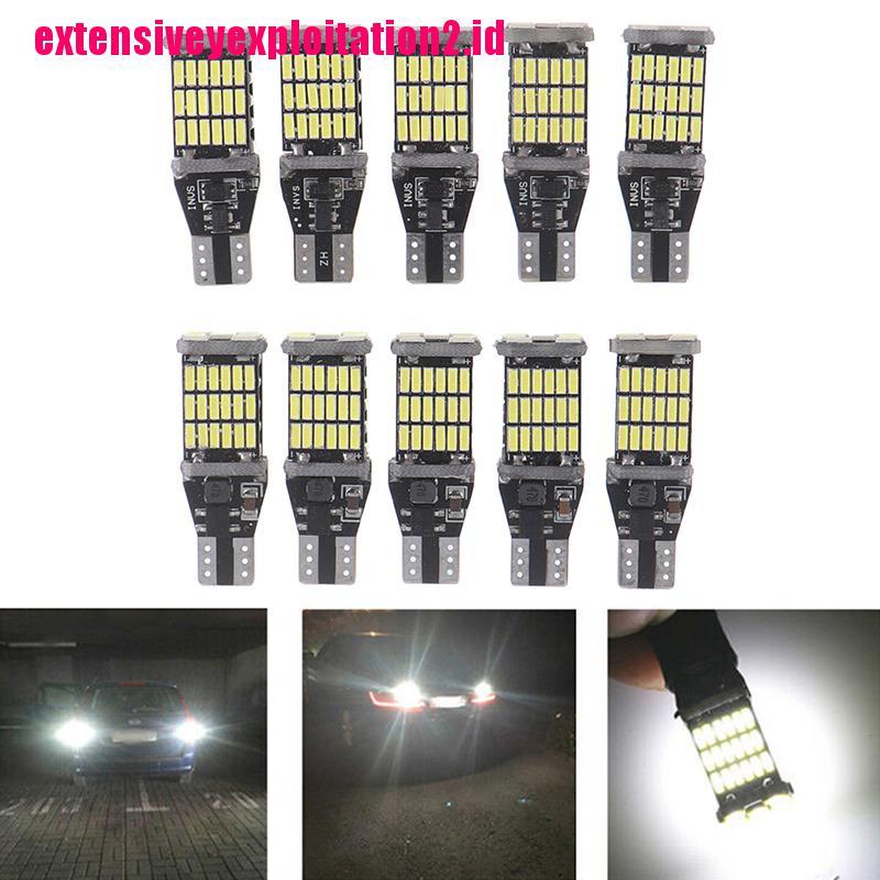 10pcs Lampu LED T15 W16W 6000K 45 SMD 4014 Untuk Belakang Mobil