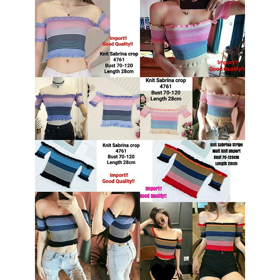Blus Wanita Blus Murah Atasan Wanita KNIT SABRINA CROP