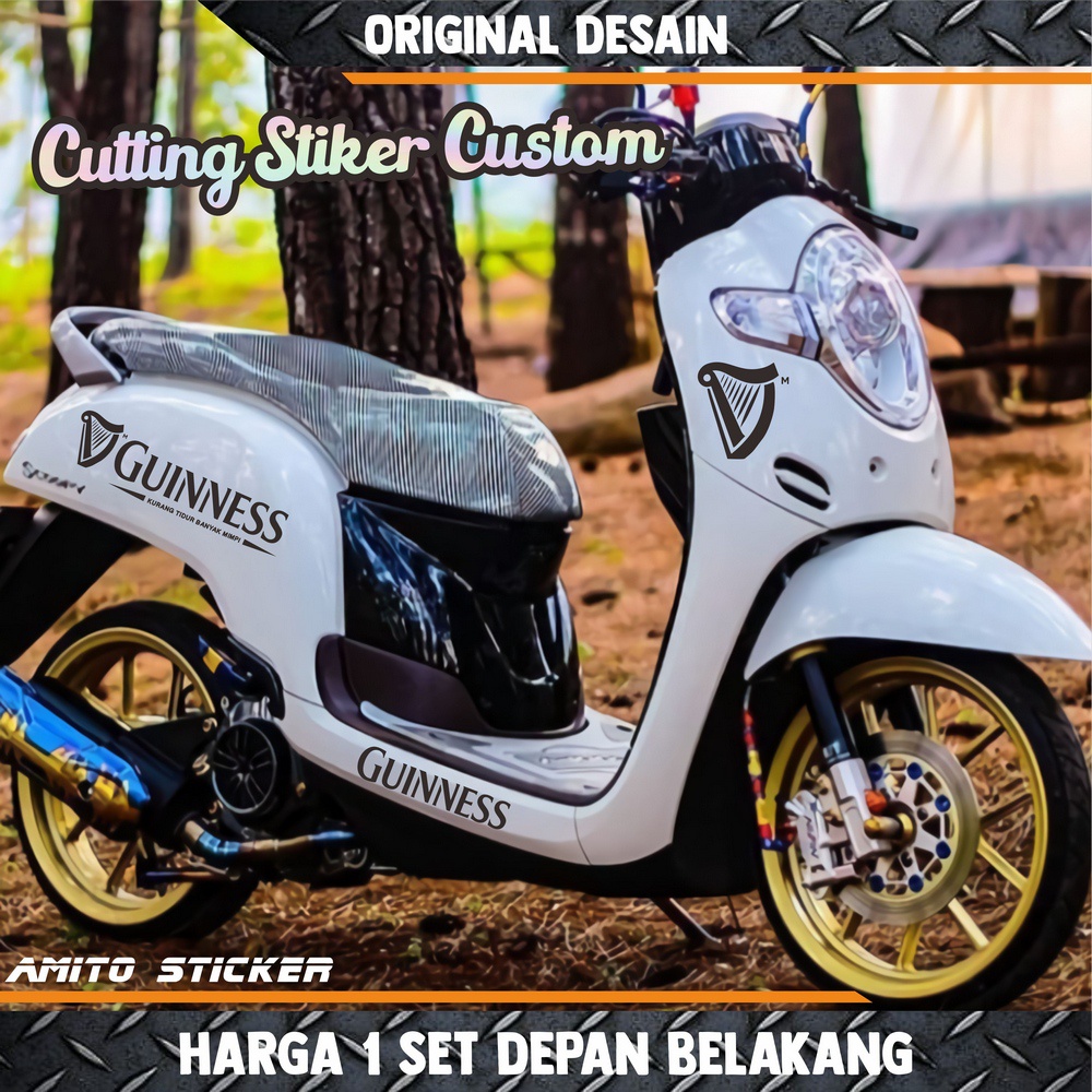 Bisa Custom Nama / Cutting Stiker Scoopy / Custom stiker cutting / Sticker Scoopy GUINNESS Satu Set 