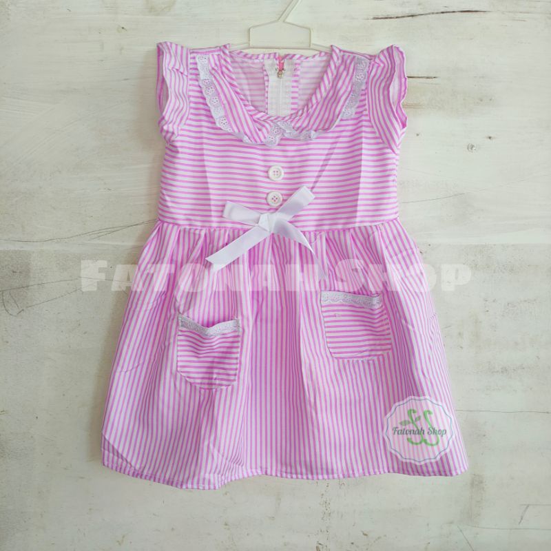 Dress anak cewek 1 2 tahun sailor japan baju anak renda strip salur saku bawah kanan kiri sailormoon