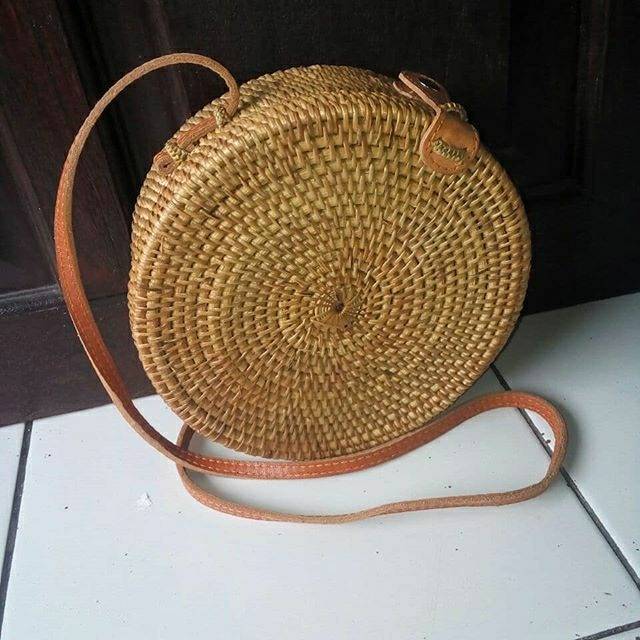 Tas Ratan ate Bali/Tas Ratan ate Warna Coklat Kayu/Motif Polos/Motif Bunga/Tas Rajut - Raisa