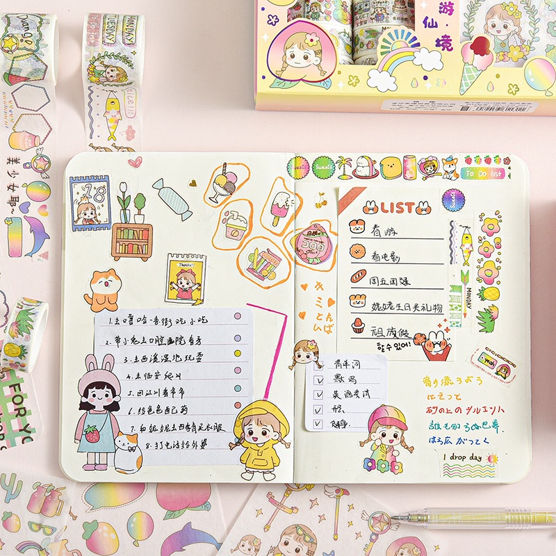 PAOPAO Stiker 1 Set Box Cute Import Quality 10 X 10 Karakter Lucu dan Roll Stiker