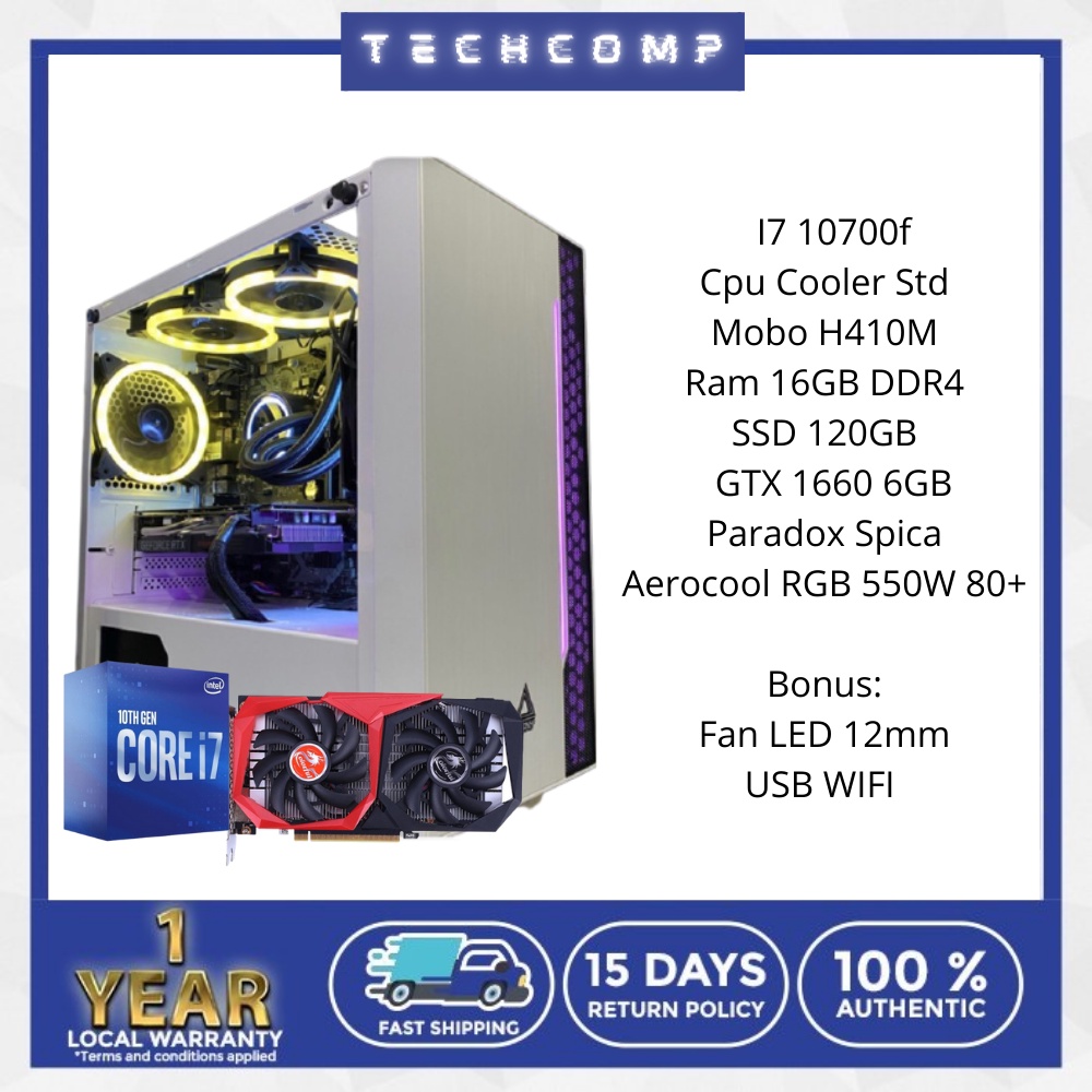 PC Gaming Rakitan i5 10400F RAM 16GB VGA RTX 3050 8GB HDD 1TB RGB Termurah | Komputer Fullset Lengka