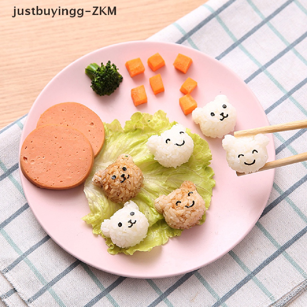 1 Set Cetakan Nasi Bento Sushi Bentuk Beruang Model Tekan Untuk Anak-Anak