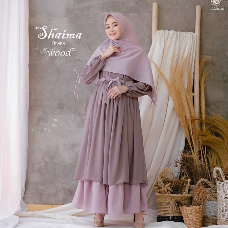 TERLARIS shaima dress couple gamis kekinian set anak gamis dua layer