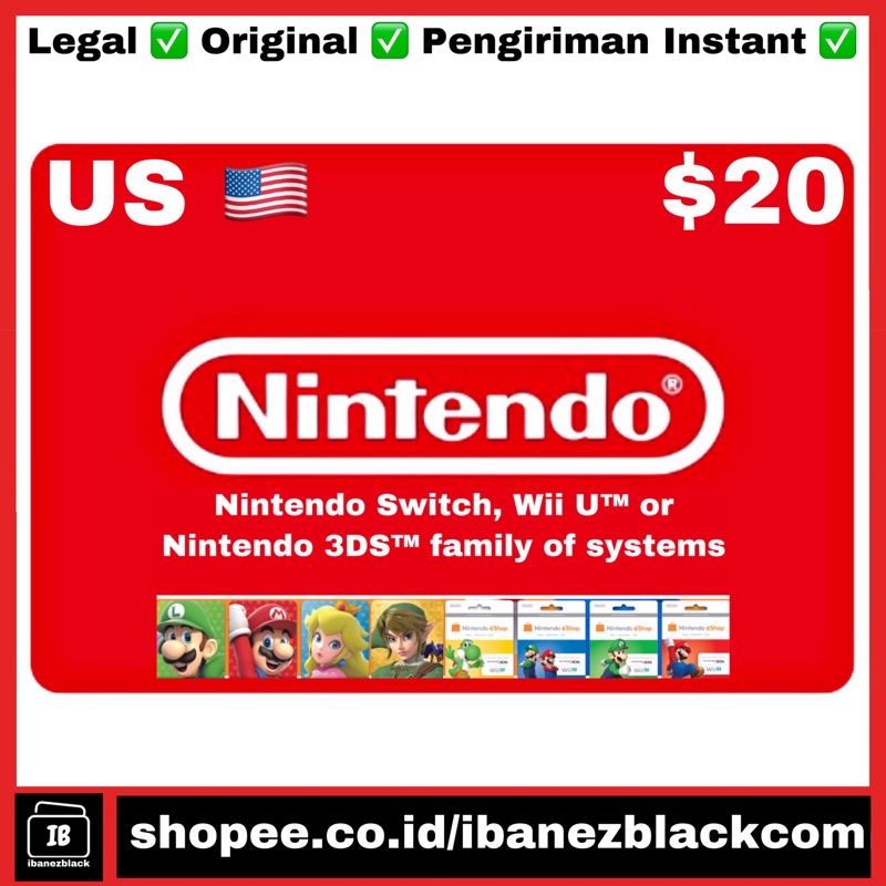 Jual Nintendo Card 20 Digital Code Indonesia