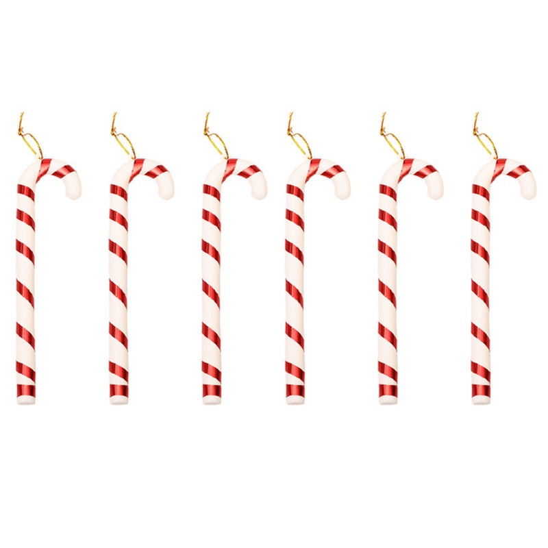 6pcs / Set Ornamen Permen Tongkat Natal Untuk Dekorasi Pohon Natal