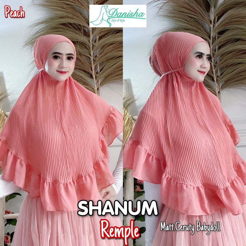 Jilbab Maryam Plisket Shanum Rempel Simpel Original Danisha-Peach