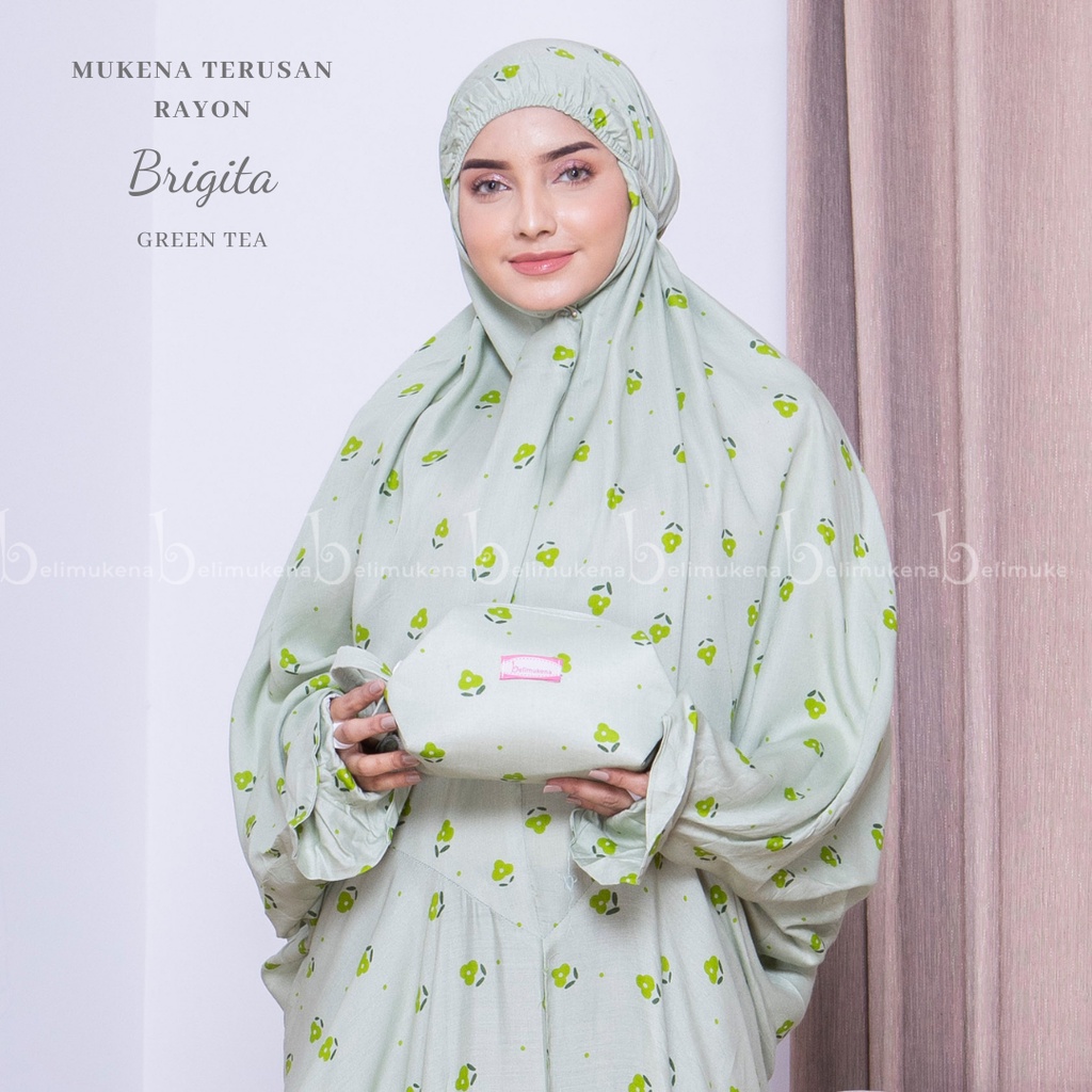 Nanoy Official - Mungkena Dewasa Rayon Terusan Traveling Jumbo Warna Greentea Motif Bunga