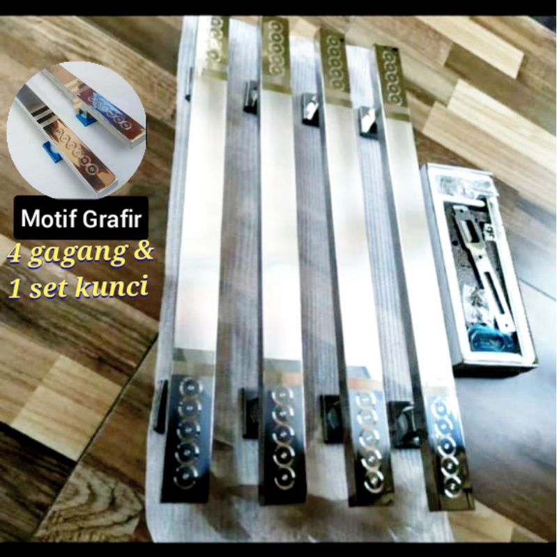 Handle pintu rumah 1 set kunci Murah grafir polos 45cm 60cm &amp; 33cm