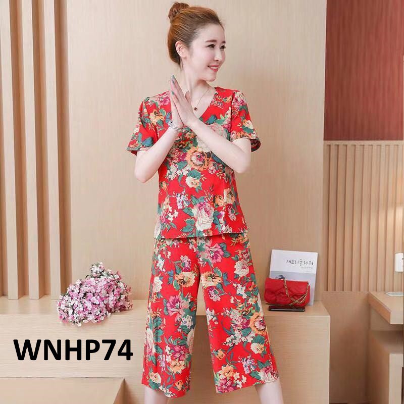 Baju Tidur Wanita Celana 7/8 Full Flower - WNHP75 - WNPP74