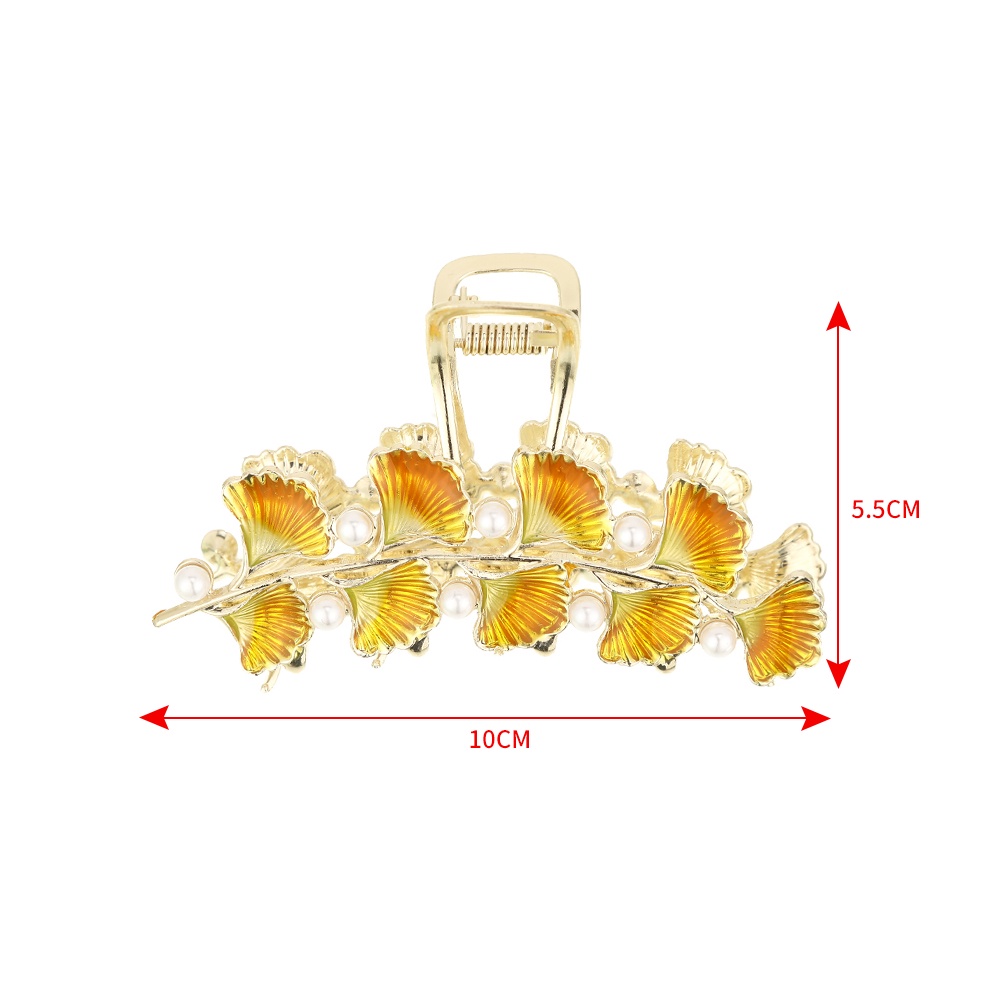 Jepit Rambut Bentuk Daun Teratai Warna Emas Bahan Alloy Aksen Mutiara Gaya Korea Untuk Wanita