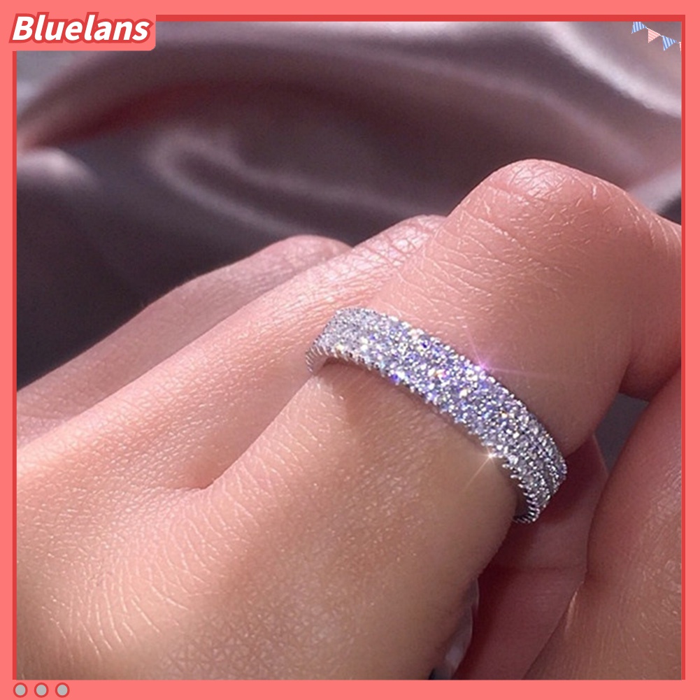 Cincin Multilayer Aksen Berlian Imitasi Untuk Wanita