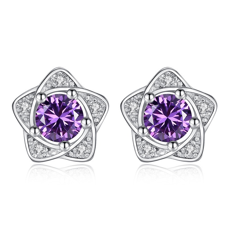 925 Perak Anting Anting Wanita Trendi berujung lima Bintang Fashion Perhiasan/Subang Telinga anting perempuan