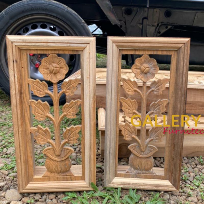 Loster Ukir Kayu Jati - Ukiran Pot Bunga