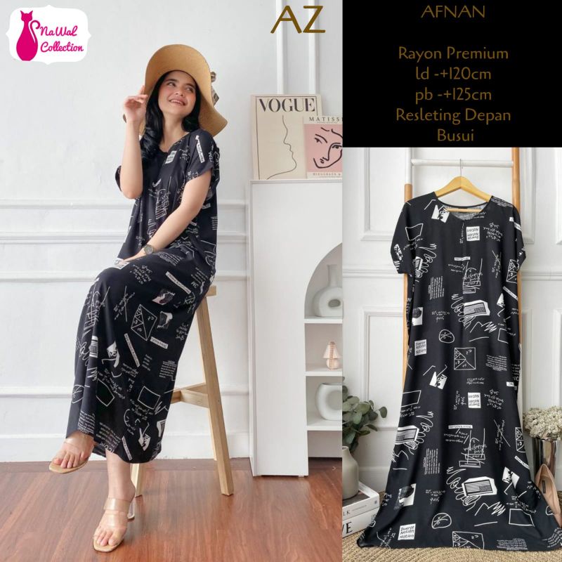 afnan / daster jumbo / dress rumahan bahan rayon premium LD 120cm / bisa COD bayar di tempat