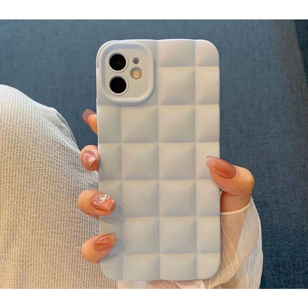 Case Motif Kotak-Kotak Warna Biru Untuk iPhone 12 13 14 11 Pro Max X Xs Max Xr pohe