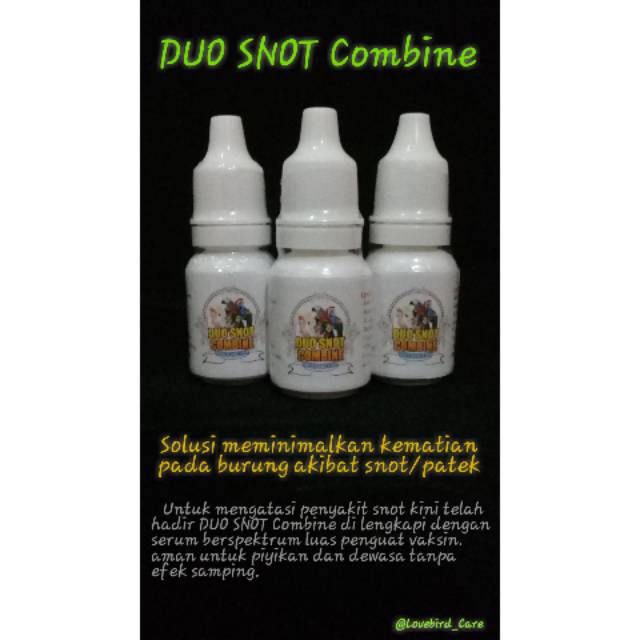 DUO SNOT COMBINE -> Obat snot/patek untuk segala jenis burung