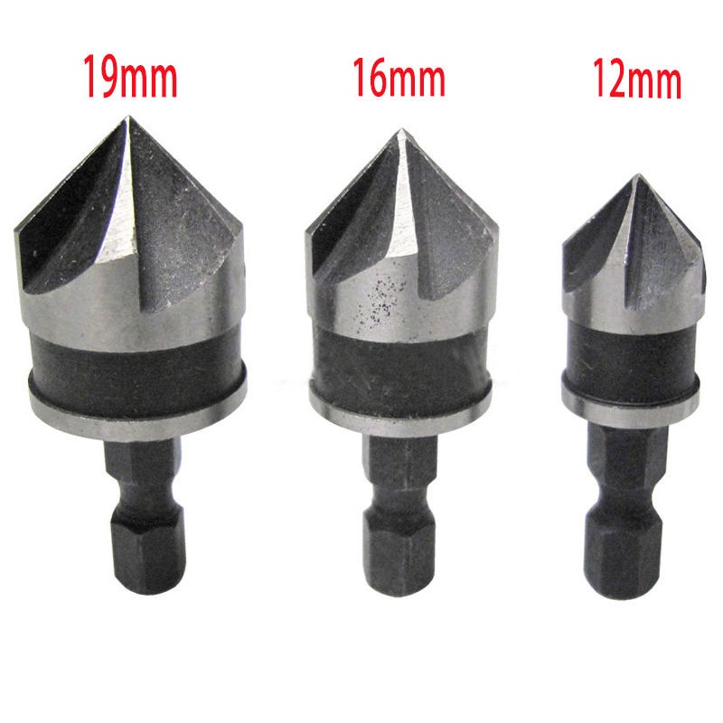 Mata Bor Drill Bit Countersink Carbon Steel 12 16 19mm 3 PCS