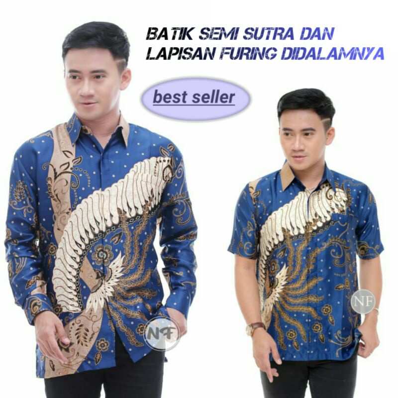 Pakian pria//baju batik pria lengan panjang//baju batik semi sutra//baju batik pria terbaru 2021//ba