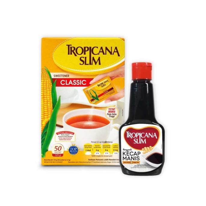 

TROPICANA SLIM SWEETENER CLASSIC (50 SCH) + KECAP MANIS SUGAR FREE