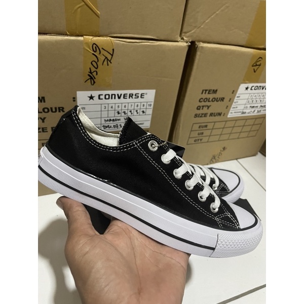 SEPATU CONVERS BLACK WHITE LOW IMPOR MURAH