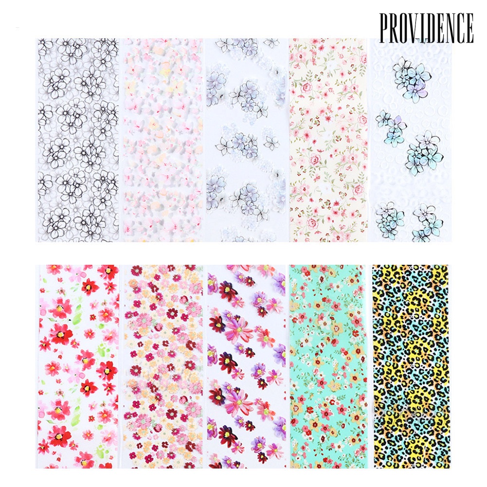 Providence 10Sheets Starry Sky Floral Print Nail Art Sticker Transfer Decals Manicure Decor