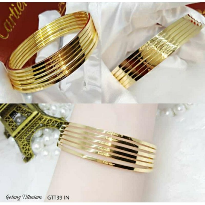 Gelang Cartier Keroncong Titanium. Gelang Titanium. Perhiasan Titanium. Gelang Keroncong Mewah