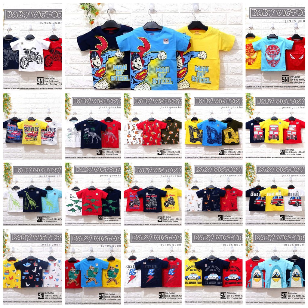 SIZE 3 PILIH MOTIF WARNA Kaos Anak  Laki Laki Baby 