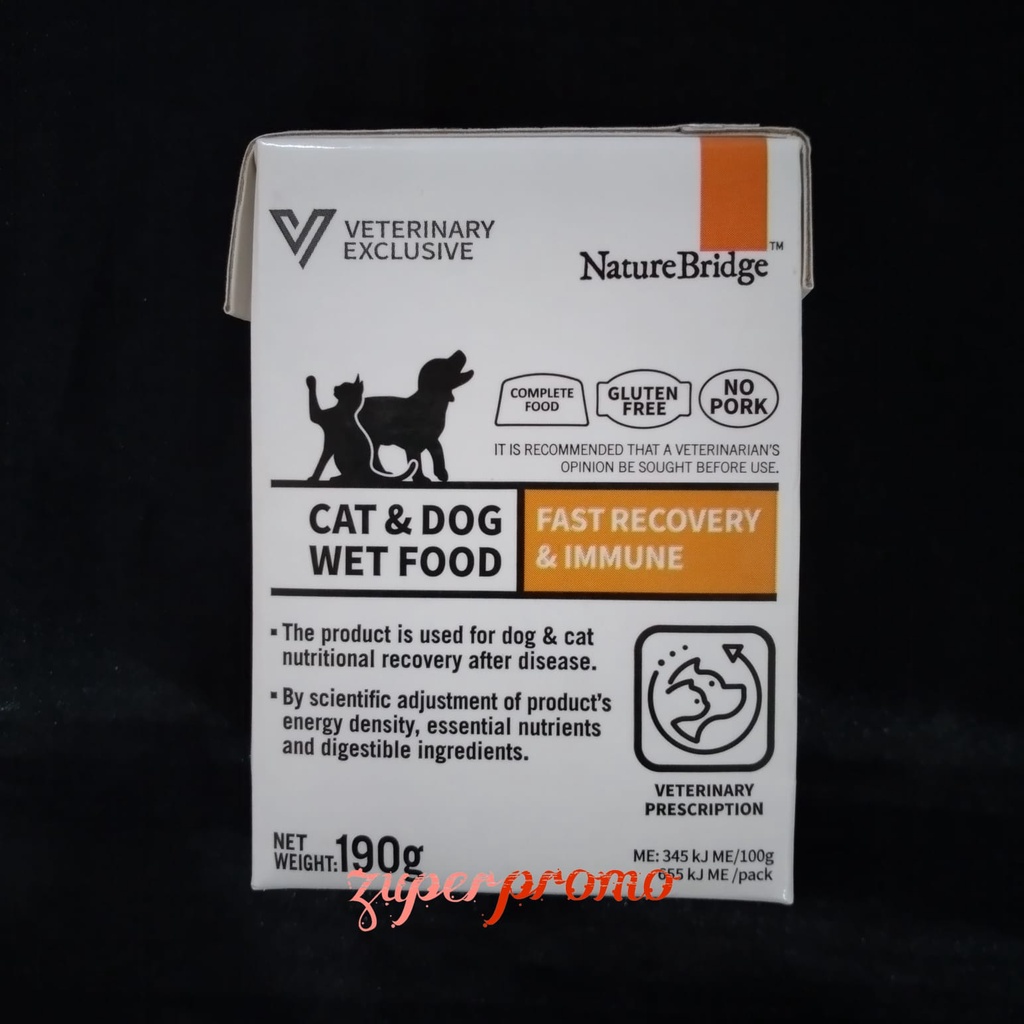 Nature Bridge Fast Recovery &amp; Immune Cat &amp; Dog Wet Food 190gr / Makanan Basah Kucing Anjing untuk Masa Penyembuhan