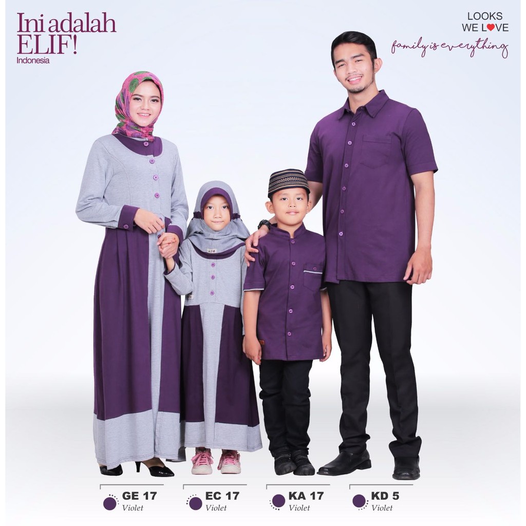 Elif Sarimbit 17 Violet - Sarimbit Kaos Combed - Jual Baju Keluarga Muslim Original