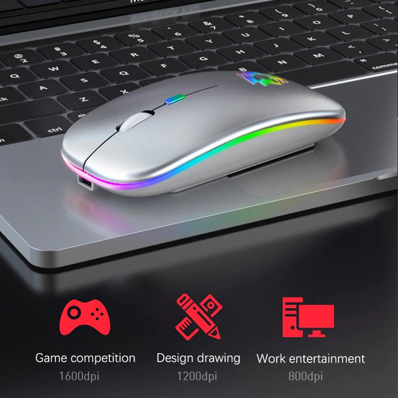 Mouse Wireless Bluetooth RGB TRIPLEDI Silent Click Mini Portable 1600 DPI Rechargeable For Gaming PC Macbook Laptop Tablet HP