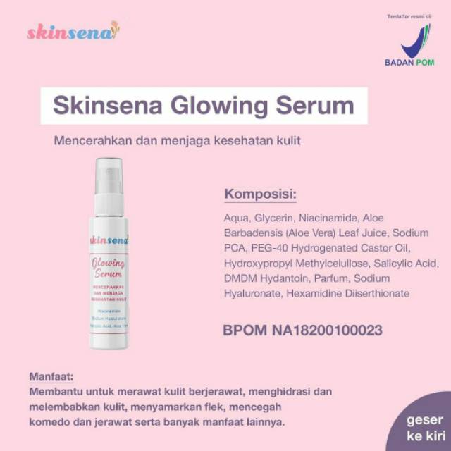 (MITRA RESMI) - SERUM , TONER, DAY CREAM, NIGHT CREAM, MASKER, FACEWASH SKINSENA ECERAN