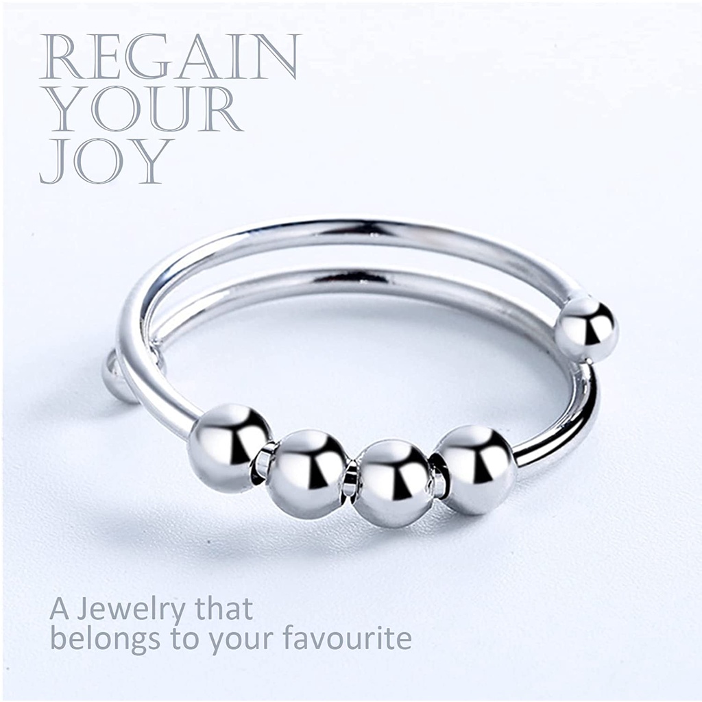 Cincin Fidget Adjustable Dengan Manik-Manik Untuk Pria / Wanita