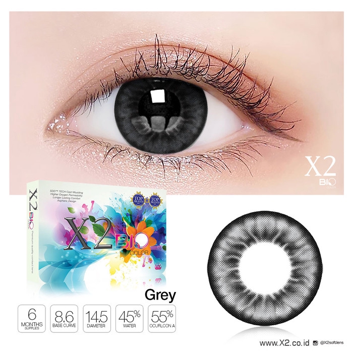 SOFTLENS X2 BIO COLOR GREY ( MINUS -0,50 S/D -10.00 )