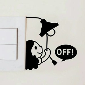 Stiker Tombol / Saklar Lampu Motif Girl Switch Off Sticker Decal