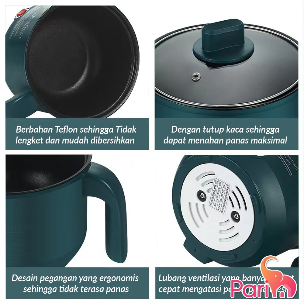 PARIM Panci Penggorengan / Panci listrik Panci Rice Cooker Multifungsi Warna Hijau 0.8Liter  PR-801