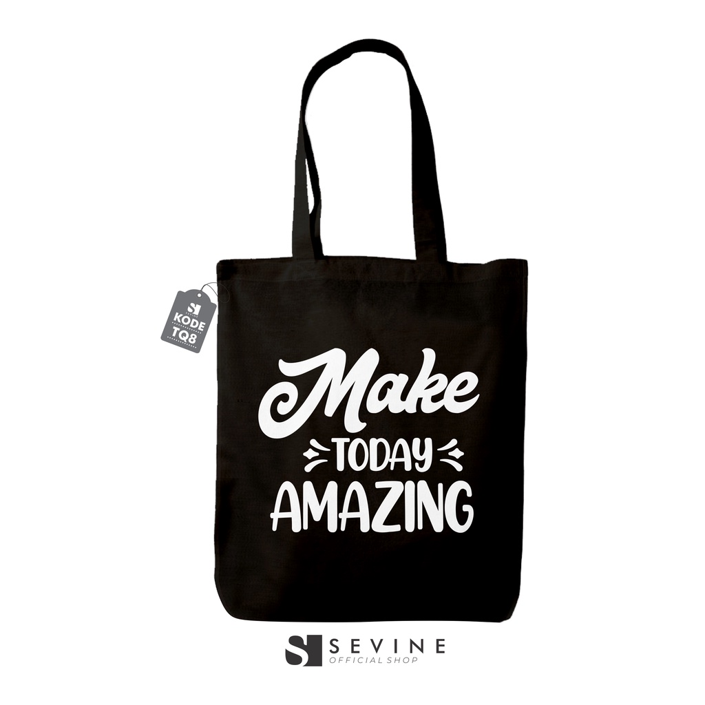 Sevine Totebag Tas Wanita Tote bag Resleting Girl Quotes Black Series Hitam - TQ8