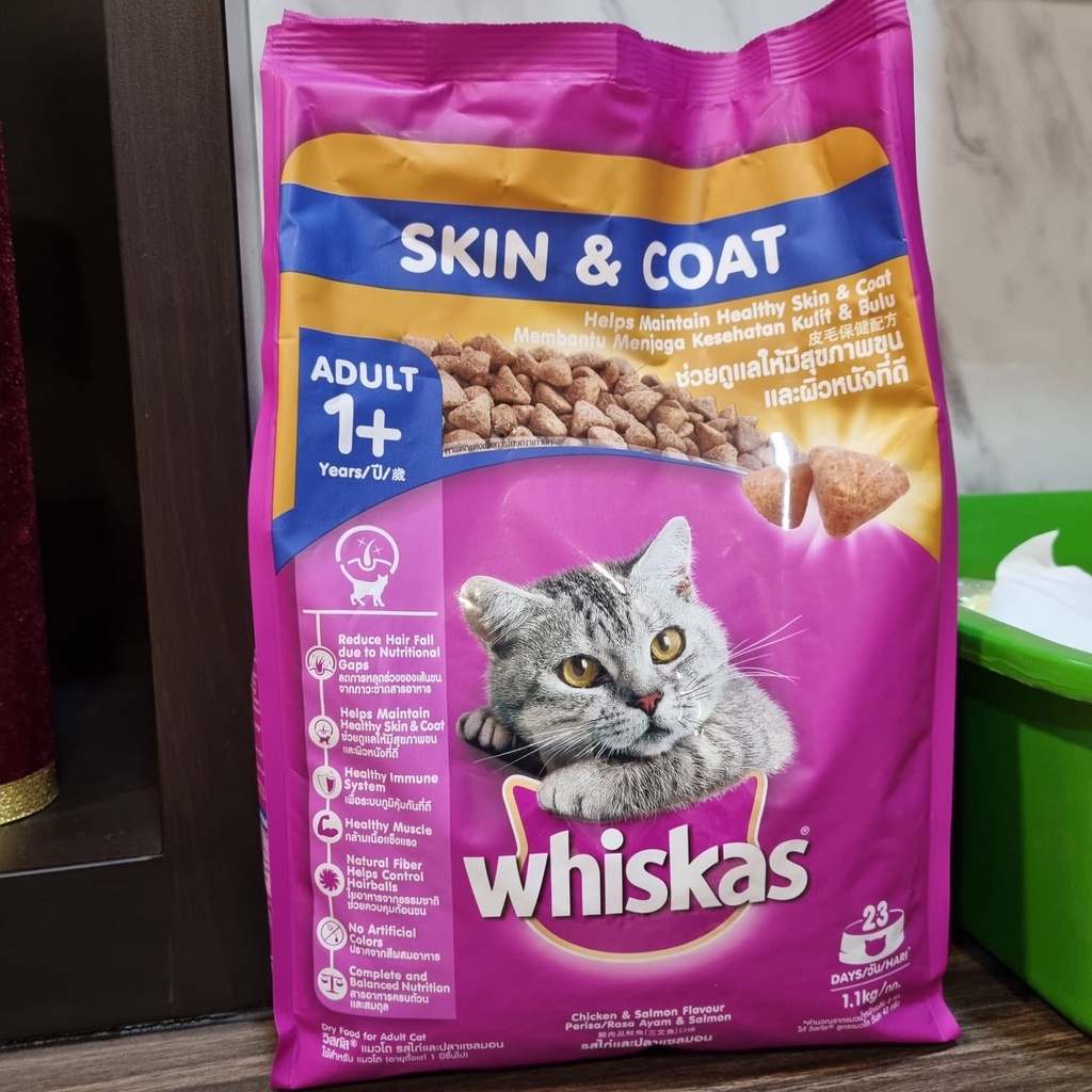 Whiskas Skin and Coat Adult 1.1Kg Makanan Kucing Dewasa