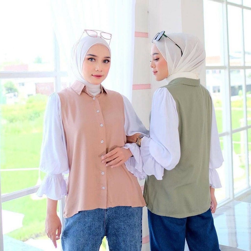 ALFAZZA DERA - BAJU ATASAN BLOUSE CEWEK JUMBO KEKINIAN MURAH WANITA LENGAN PANJANG BEST SELLER