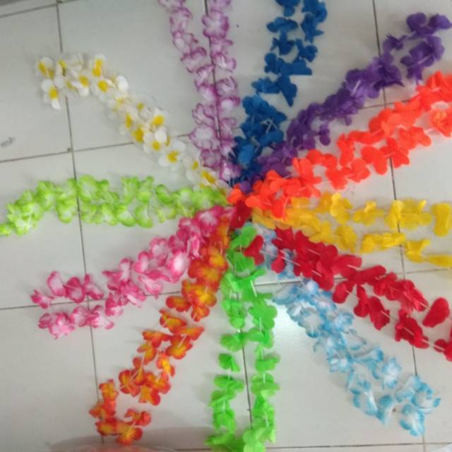 aksesoris pesta penyambutan kalung bunga kain ala hawai lei