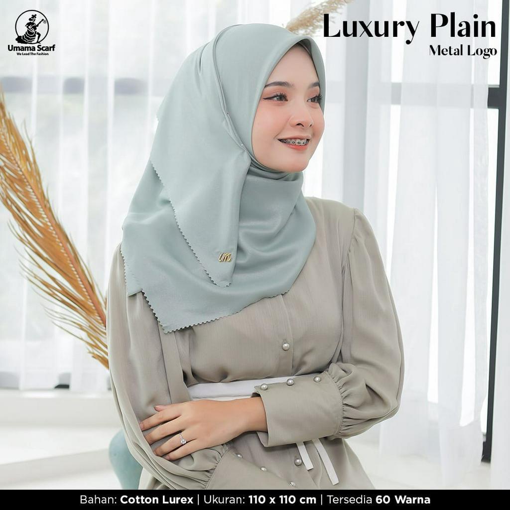 Jilbab Segiempat LUXURY PLAIN LC METALOGO Glamour Part 1 Umama Scarf 110x110cm segiempat  sinar Geliter kerudung lasercut