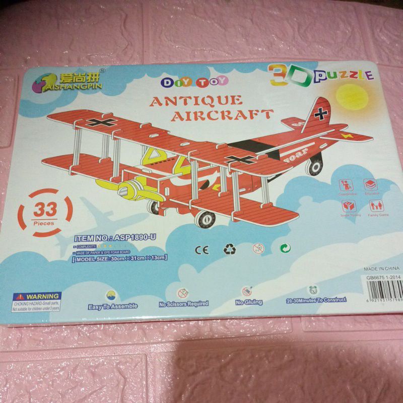 LYSASHOP - MAINAN EDUKASI ANAK PUZZLE 3D DIY BESAR/MELATIH MOTORIK KREATIFITAS KESABARAN IMAJINASI-Aircraft
