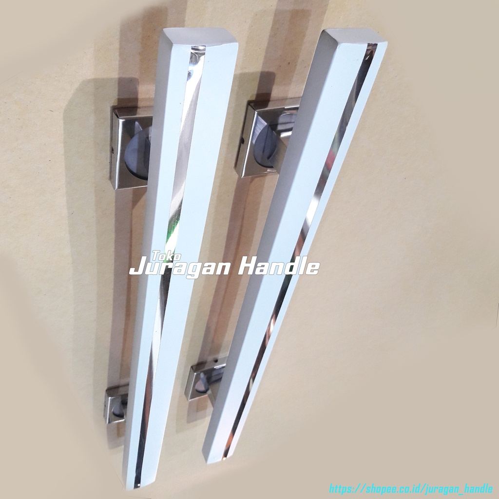 handle pintu rumah 45 cm 60 cm model stella putih pegangan pintu stainless gagang pintu kuputarung handle pintu kayu jati murah awet berkualitas