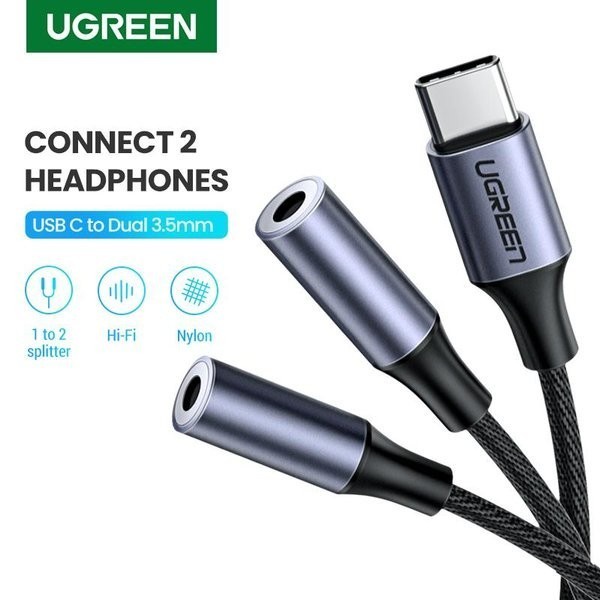 UGREEN Kabel Splitter Handsfree Earphone USB Type C To Dual Jack 3.5mm AV144 30732