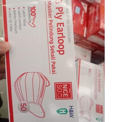 〈〈GRO⚡IR〉〉 Masker Earloop 50Pcs SNI Niceso Nice So produck terbaik