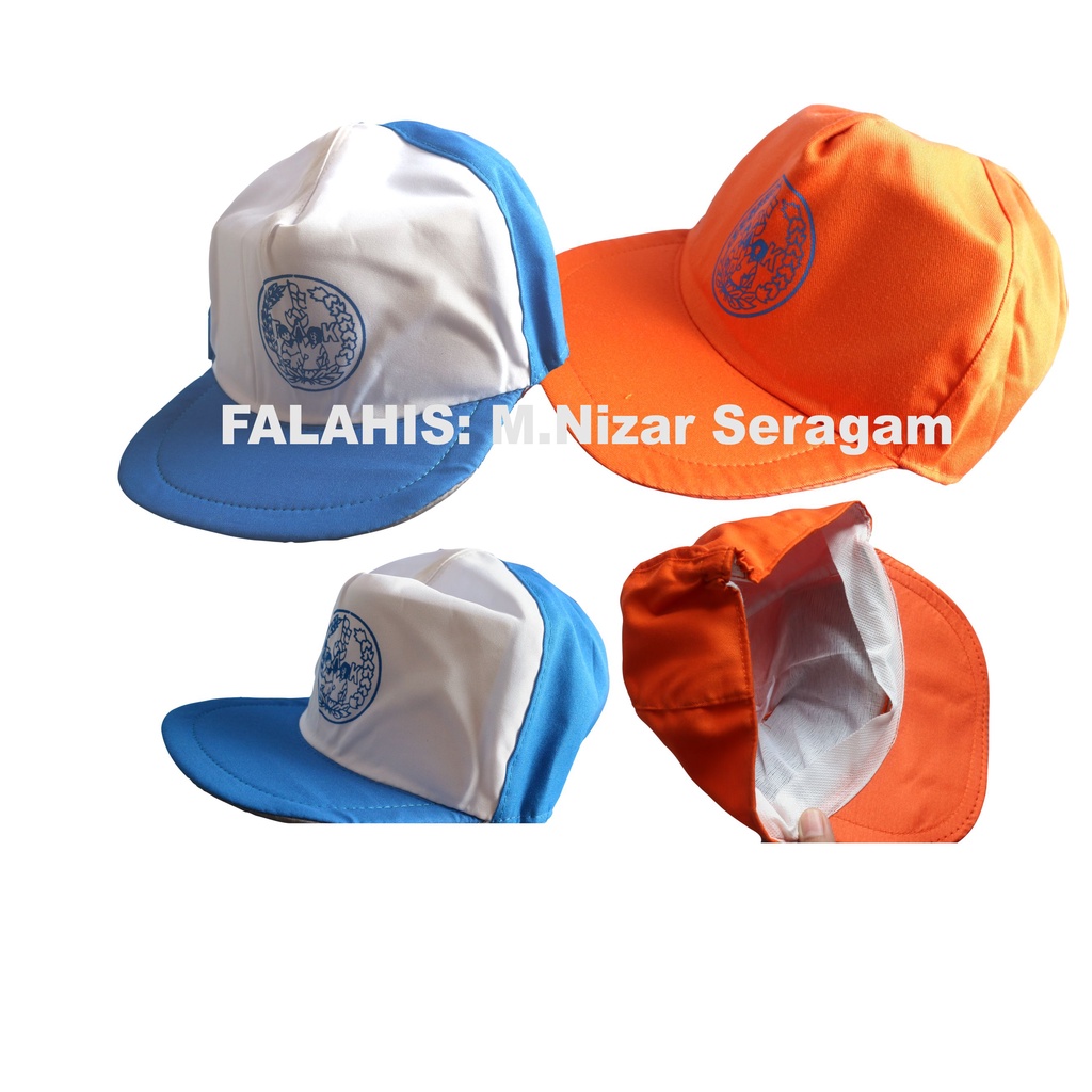 Topi TK Biru &amp; Oranye Premium Pet Mika Tebal