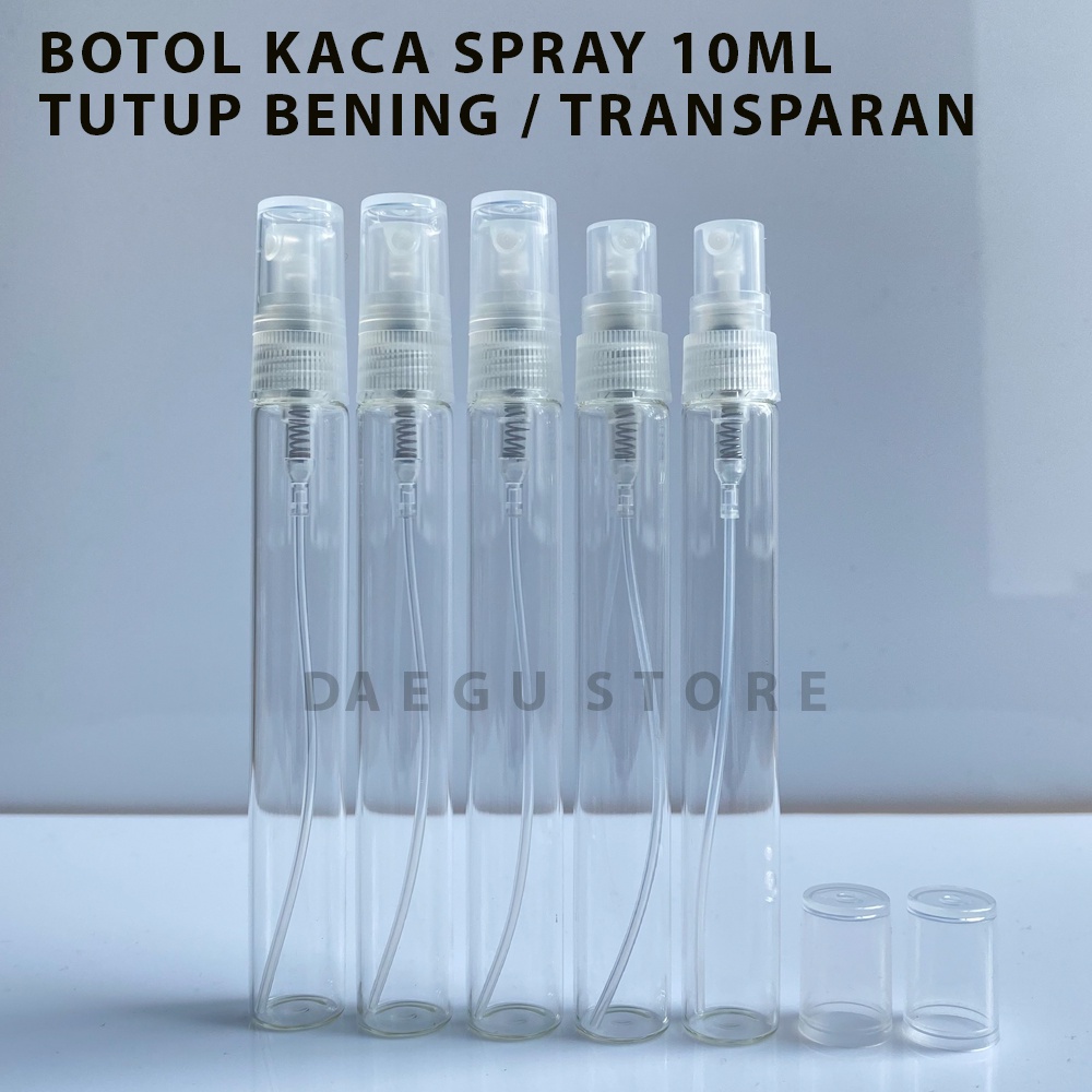 Botol Spray Kaca 10ml Parfum Refill Vial Travel Size Tutup Transparan