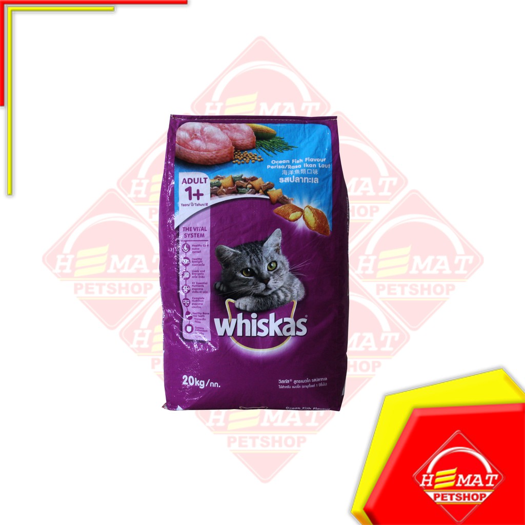 [GOSEND] Makanan Kucing Dewasa Murah Cat Food Whiskas Ocean fish 20Kg