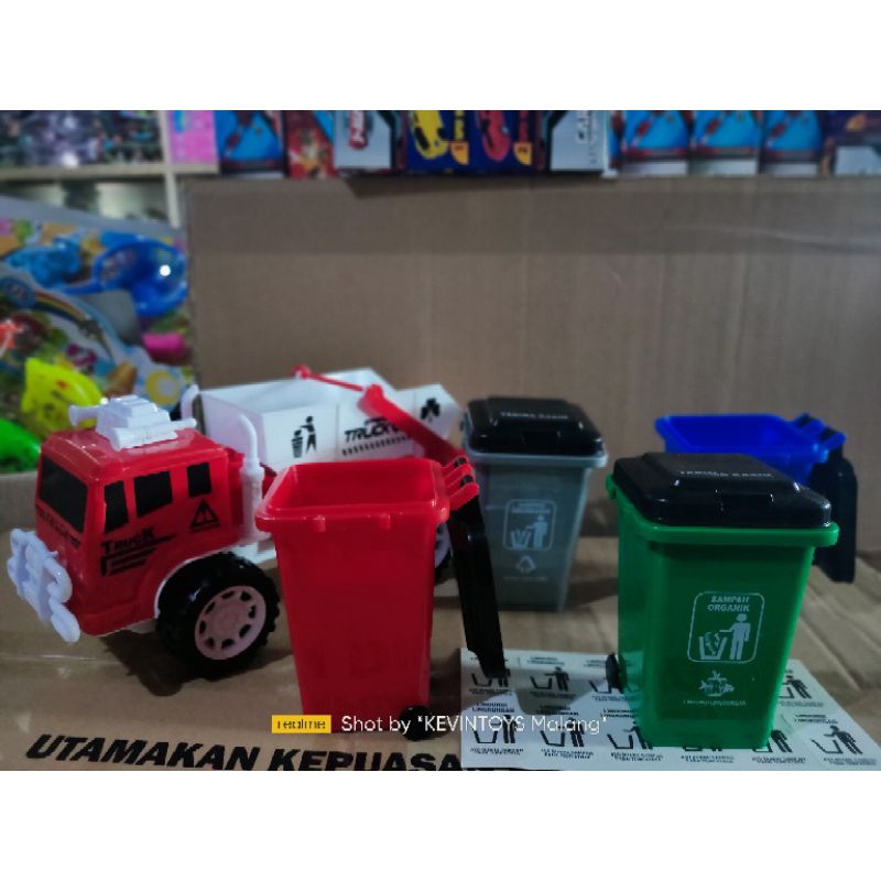 AK 16 MAINAN ANAK EDUKASI MOBIL TRUCK KOMPACTOR PLUS 4 TEMPAT SAMPAH / MAINAN MOBIL DUMP TRUK SAMPAH